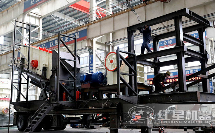 多機(jī)組合移動石子破碎機(jī)，顎破機(jī)+圓錐破+振動篩一體機(jī) 