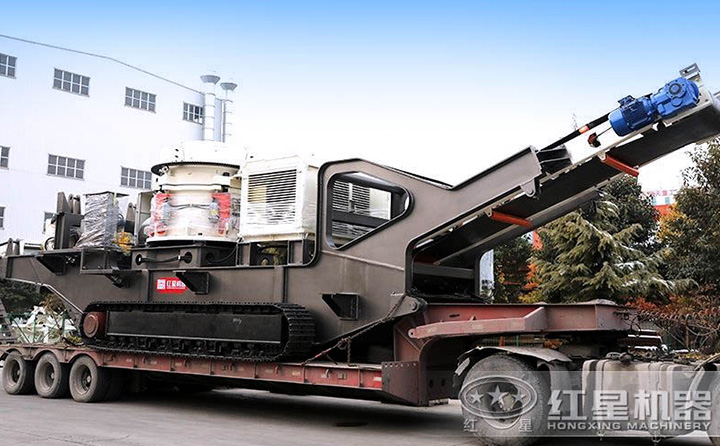 履帶移動石英石圓錐破+篩分一體機(jī)