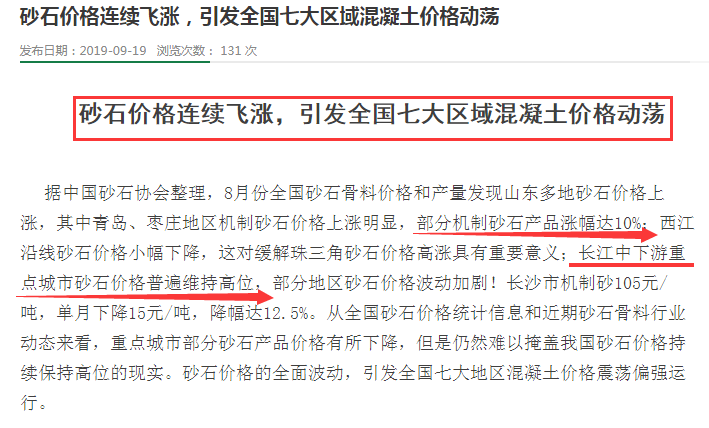 國(guó)內(nèi)砂石價(jià)格上漲 國(guó)內(nèi)砂石價(jià)格上漲